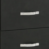 Geny Nightstand, 2 Drawers, Silver Trim and Metal Handles, Black Wood - BM338467