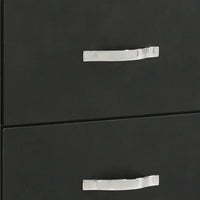 Geny Nightstand, 2 Drawers, Silver Trim and Metal Handles, Black Wood - BM338467