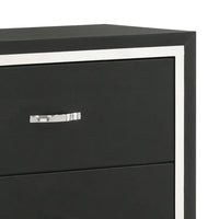 Geny Tall Dresser Chest, 4 Drawers, Silver Trim and Metal Handles, Black - BM338468