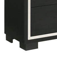 Geny Tall Dresser Chest, 4 Drawers, Silver Trim and Metal Handles, Black - BM338468