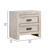 Velz Nightstand, 2 Drawers, Metal Finger Pull Handles, Weathered Beige - BM338472