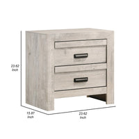 Velz Nightstand, 2 Drawers, Metal Finger Pull Handles, Weathered Beige - BM338472