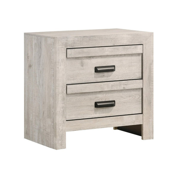 Velz Nightstand, 2 Drawers, Metal Finger Pull Handles, Weathered Beige - BM338472