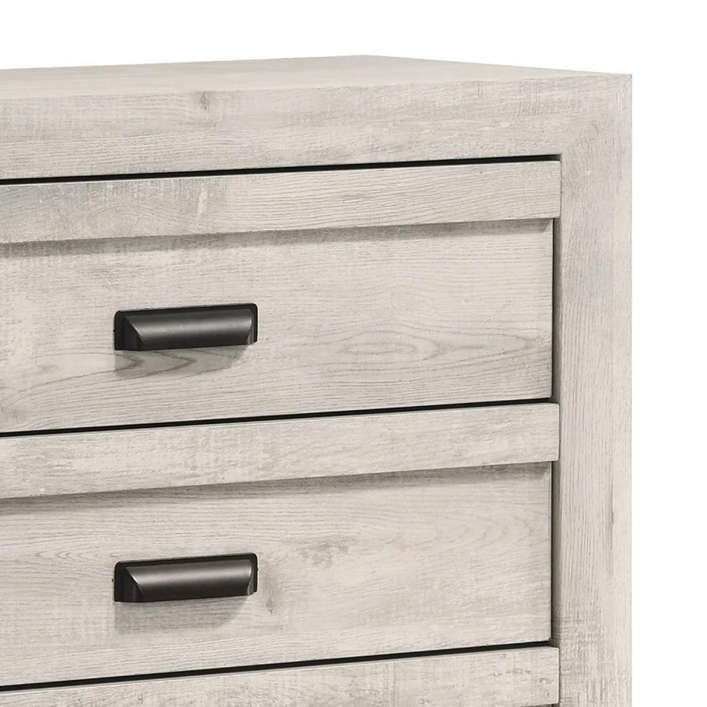 Velz Tall Dresser Chest, 5 Drawers, Finger Pull Handles, Weathered Beige - BM338473