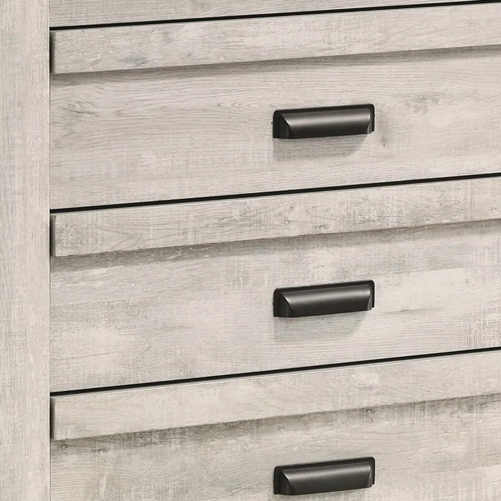 Velz Tall Dresser Chest, 5 Drawers, Finger Pull Handles, Weathered Beige - BM338473