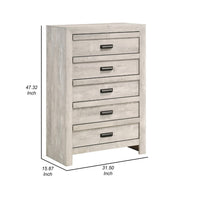Velz Tall Dresser Chest, 5 Drawers, Finger Pull Handles, Weathered Beige - BM338473