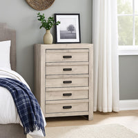 Velz Tall Dresser Chest, 5 Drawers, Finger Pull Handles, Weathered Beige - BM338473
