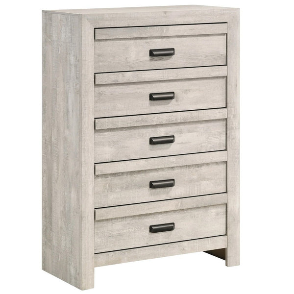 Velz Tall Dresser Chest, 5 Drawers, Finger Pull Handles, Weathered Beige - BM338473