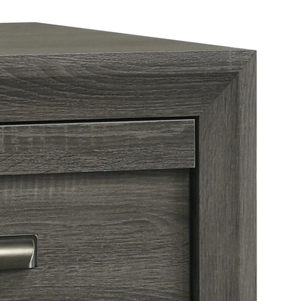 Velz Nightstand, 2 Drawers, Metal Finger Pull Handles, Dark Gray Wood - BM338480