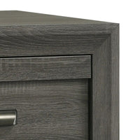 Velz Nightstand, 2 Drawers, Metal Finger Pull Handles, Dark Gray Wood - BM338480