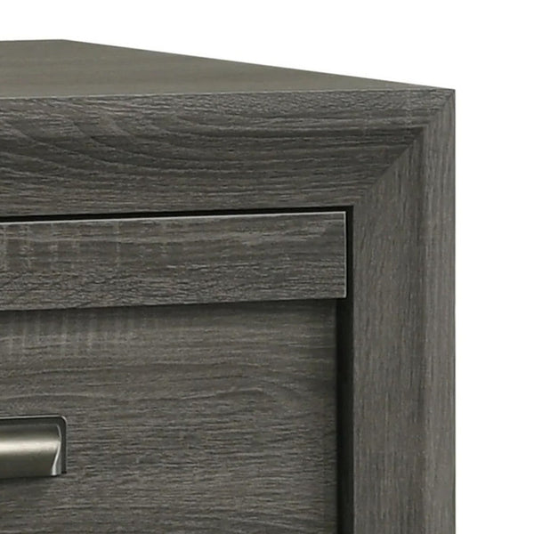 Velz Nightstand, 2 Drawers, Metal Finger Pull Handles, Dark Gray Wood - BM338480