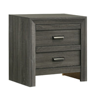 Velz Nightstand, 2 Drawers, Metal Finger Pull Handles, Dark Gray Wood - BM338480