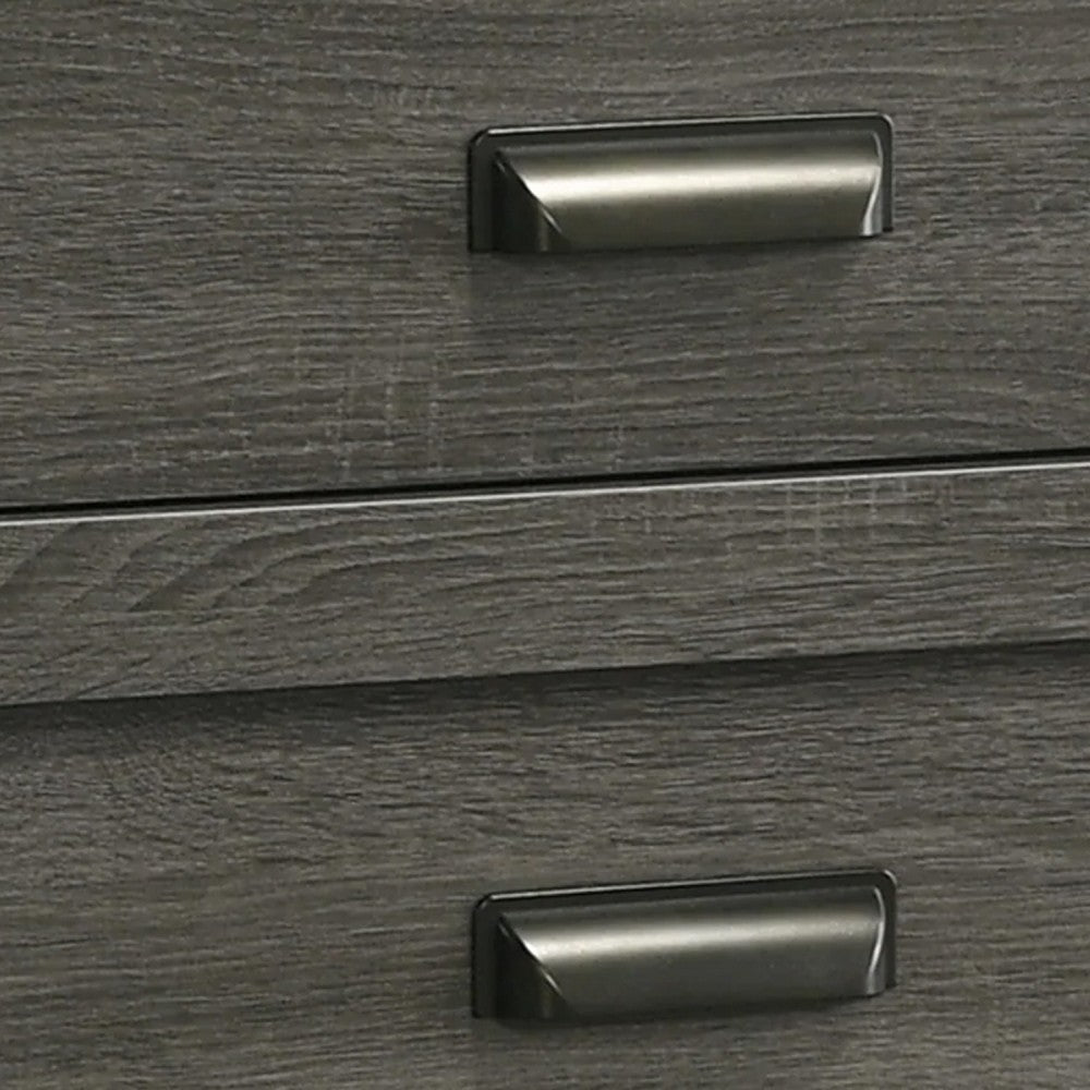 Velz Nightstand, 2 Drawers, Metal Finger Pull Handles, Dark Gray Wood - BM338480