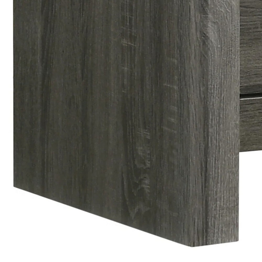 Velz Nightstand, 2 Drawers, Metal Finger Pull Handles, Dark Gray Wood - BM338480