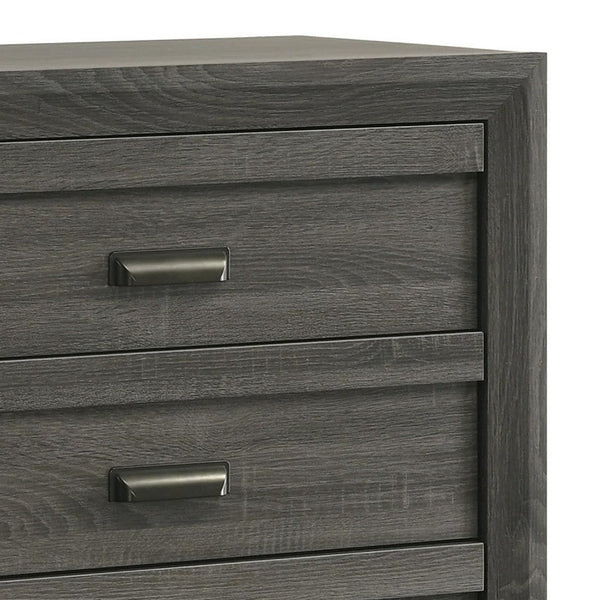 Velz Tall Dresser Chest, 5 Drawers, Finger Pull Handles, Dark Gray Wood - BM338481