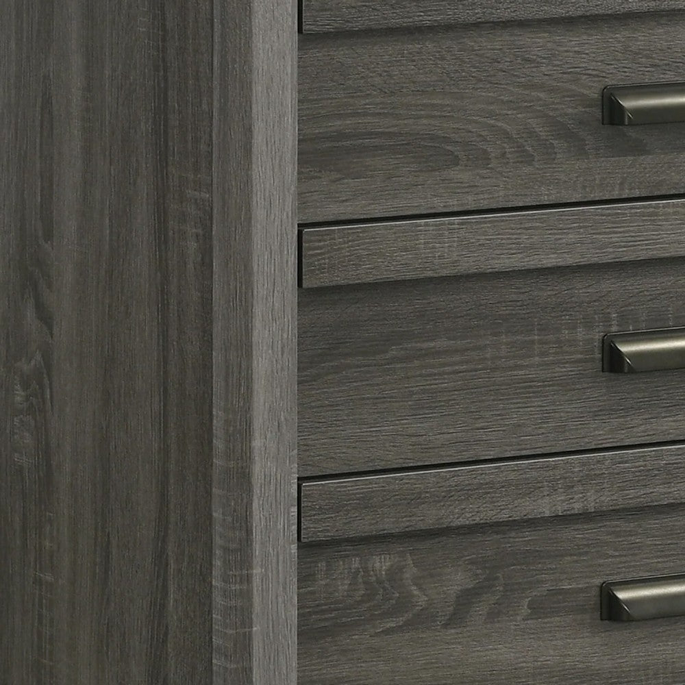Velz Tall Dresser Chest, 5 Drawers, Finger Pull Handles, Dark Gray Wood - BM338481