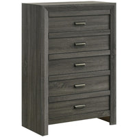 Velz Tall Dresser Chest, 5 Drawers, Finger Pull Handles, Dark Gray Wood - BM338481