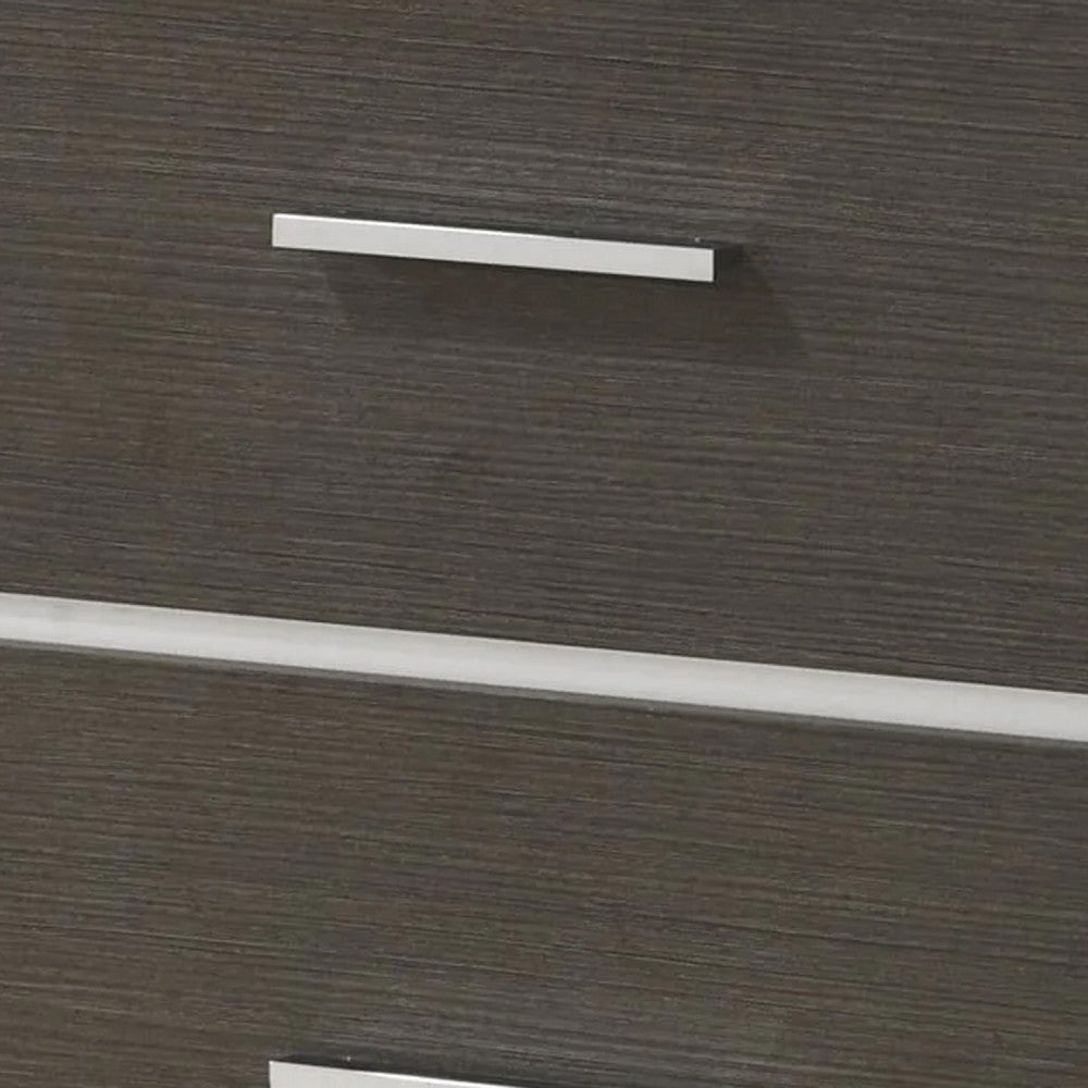 Hez Nightstand, 2 Drawers, Silver Trim, Modern Dark Brown Finish - BM338488