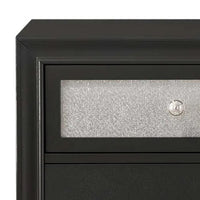 Lexi Nightstand, 2 Drawers, Silver Handles and Knobs, Black Veneer - BM338495