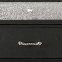 Lexi Nightstand, 2 Drawers, Silver Handles and Knobs, Black Veneer - BM338495