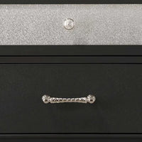 Lexi Nightstand, 2 Drawers, Silver Handles and Knobs, Black Veneer - BM338495
