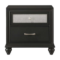 Lexi Nightstand, 2 Drawers, Silver Handles and Knobs, Black Veneer - BM338495
