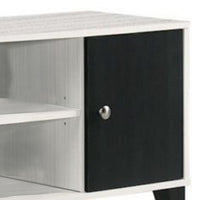 Akin TV Stand Media Center, 2 Doors w 4 Open Shelves, White, Black Wood -BM338500