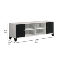Akin TV Stand Media Center, 2 Doors w 4 Open Shelves, White, Black Wood -BM338500