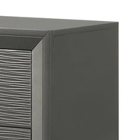 Deny Nightstand, 2 Drawers, Silver Round Knobs, Metallic Gray Wood - BM338506