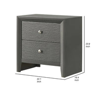 Deny Nightstand, 2 Drawers, Silver Round Knobs, Metallic Gray Wood - BM338506