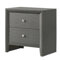 Deny Nightstand, 2 Drawers, Silver Round Knobs, Metallic Gray Wood - BM338506