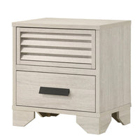 Sary Nightstand, 2 Drawers, Black Finger Handles, Off White Wood - BM338513