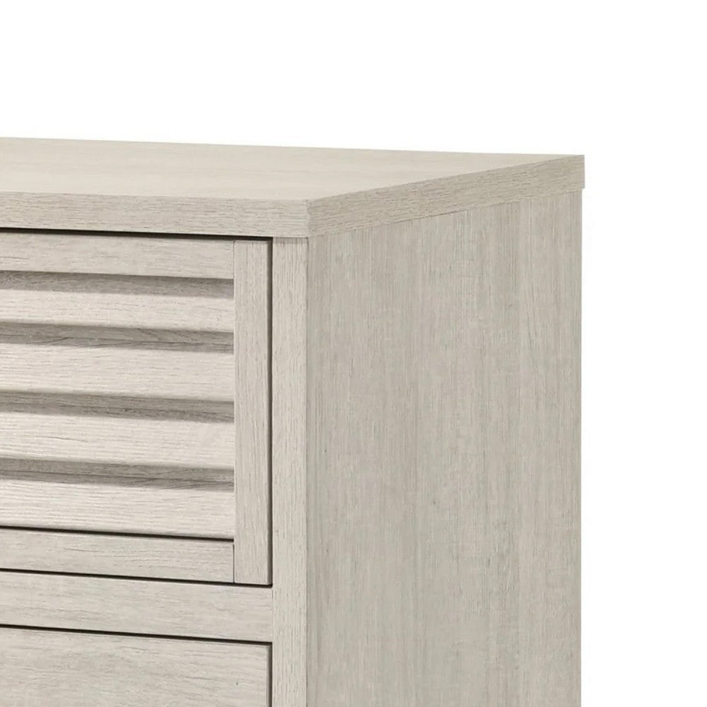 Sary Nightstand, 2 Drawers, Black Finger Handles, Off White Wood - BM338513