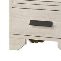 Sary Nightstand, 2 Drawers, Black Finger Handles, Off White Wood - BM338513