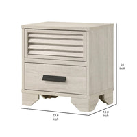 Sary Nightstand, 2 Drawers, Black Finger Handles, Off White Wood - BM338513