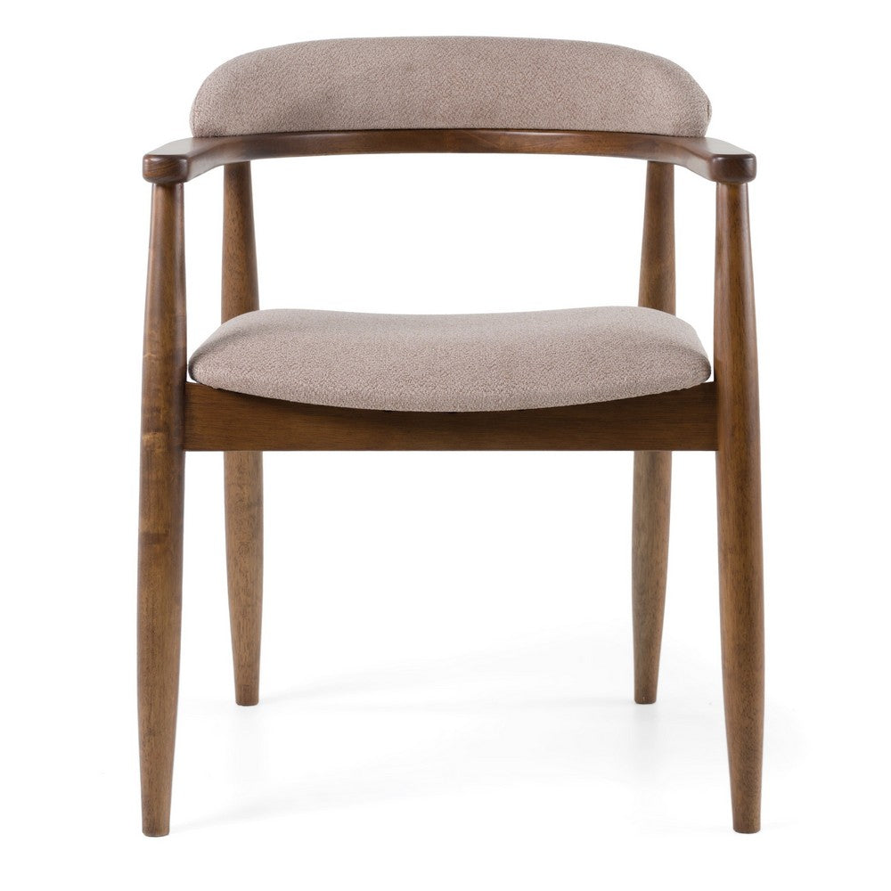 Cid Coha Dining Chair, Soft Tan Fabric, Brown Solid Wood Frame - BM338517