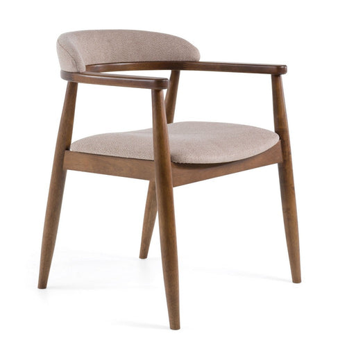 Cid Coha Dining Chair, Soft Tan Fabric, Brown Solid Wood Frame - BM338517