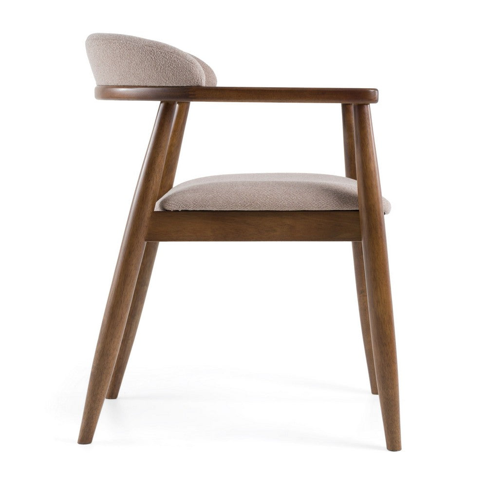 Cid Coha Dining Chair, Soft Tan Fabric, Brown Solid Wood Frame - BM338517