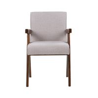 Cid Jose Dining Chair Set of 2, Beige Polyester, Walnut Brown Wood - BM338521