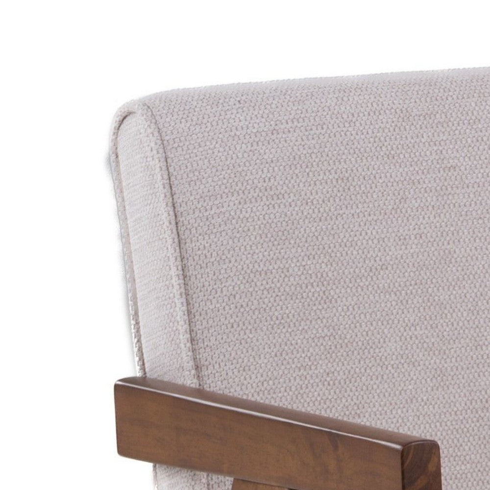 Cid Jose Dining Chair Set of 2, Beige Polyester, Walnut Brown Wood - BM338521