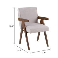 Cid Jose Dining Chair Set of 2, Beige Polyester, Walnut Brown Wood - BM338521