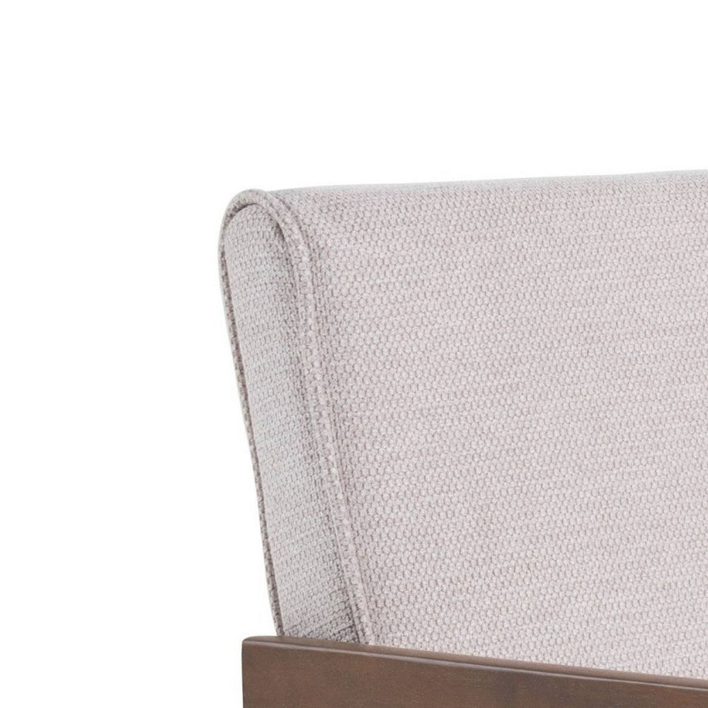 Cid Jose Accent Chair Set of 2, Beige Polyester, Walnut Brown Wood - BM338522