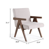 Cid Jose Accent Chair Set of 2, Beige Polyester, Walnut Brown Wood - BM338522