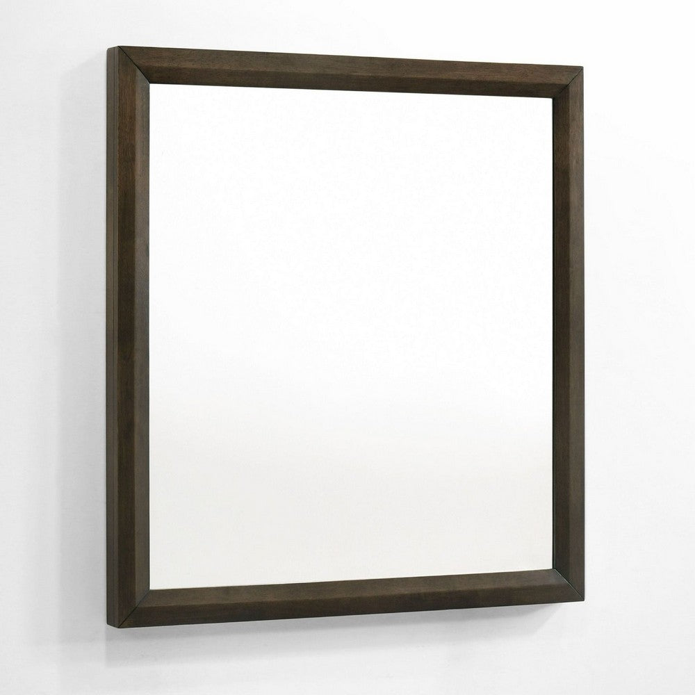 Cid Mizo Dresser Mirror, Cherry Oak Brown Wood Veneer, Sleek Frame, 40x42 -BM338524