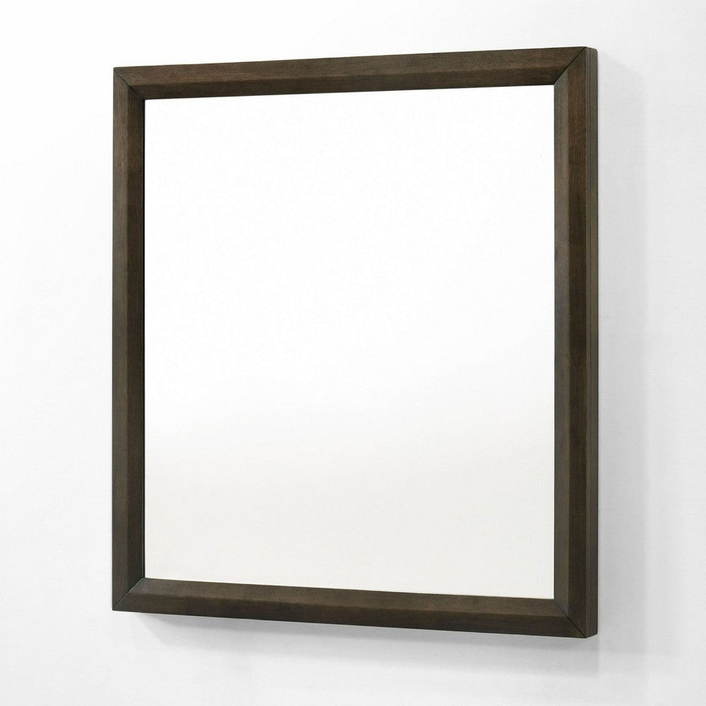 Cid Mizo Dresser Mirror, Cherry Oak Brown Wood Veneer, Sleek Frame, 40x42 -BM338524