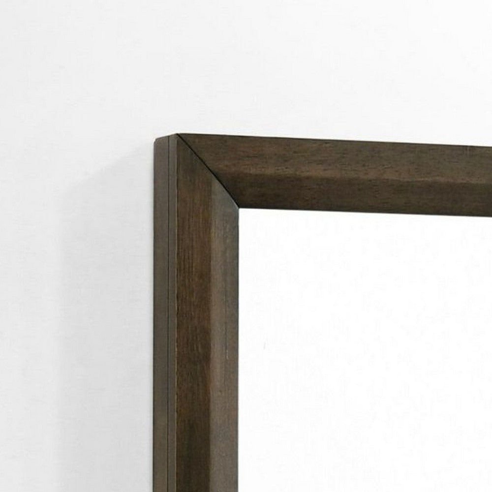 Cid Mizo Dresser Mirror, Cherry Oak Brown Wood Veneer, Sleek Frame, 40x42 -BM338524
