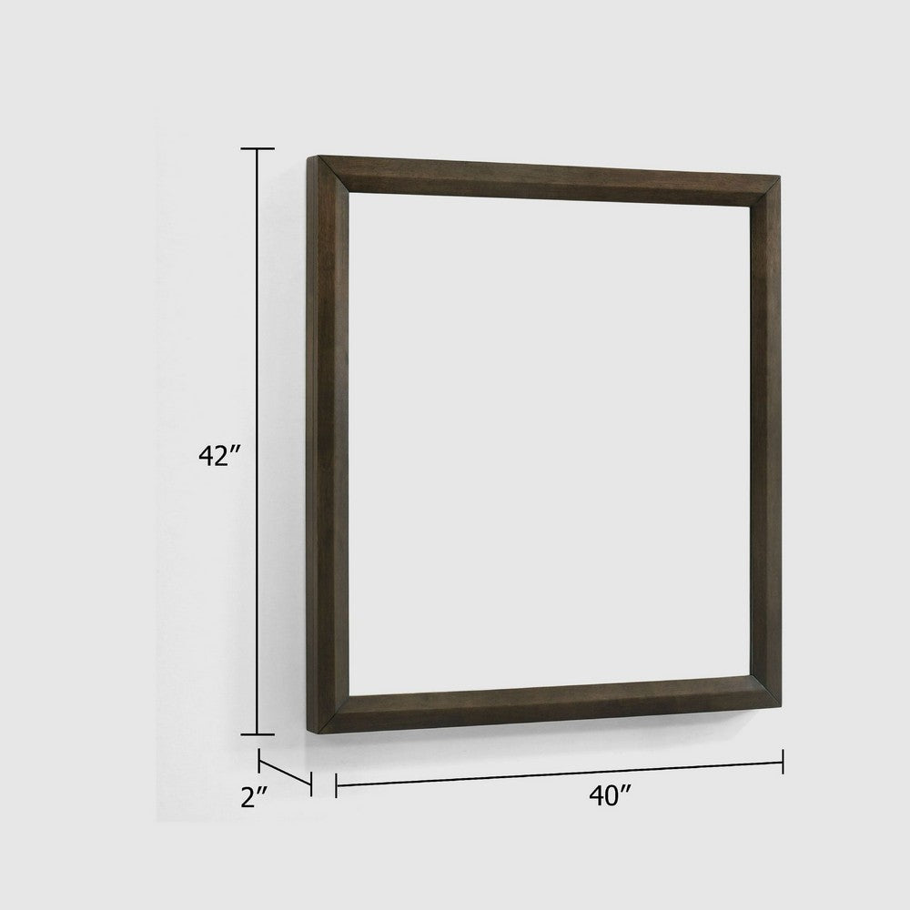Cid Mizo Dresser Mirror, Cherry Oak Brown Wood Veneer, Sleek Frame, 40x42 -BM338524