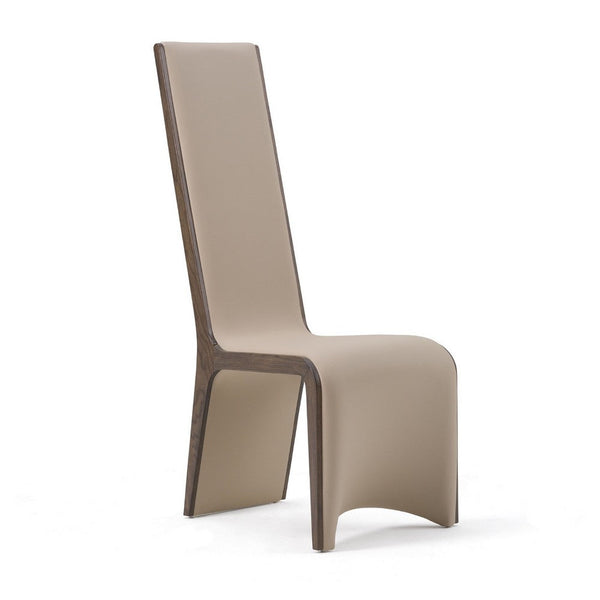 Cid Adya Dining Side Chair Set of 2, Beige Faux Leather, Gray Ash Wood - BM338526