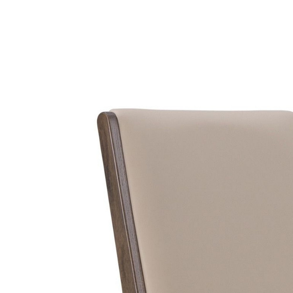 Cid Adya Dining Side Chair Set of 2, Beige Faux Leather, Gray Ash Wood - BM338526