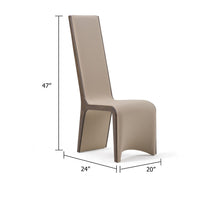 Cid Adya Dining Side Chair Set of 2, Beige Faux Leather, Gray Ash Wood - BM338526